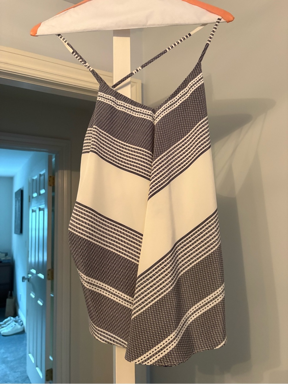 10 Crosby Derek Lam Cream and Black Striped Spaghetti-Strap Cami